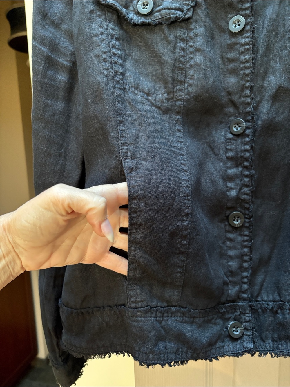 Lulu B Linen Travel Jacket XL Frayed hems -EUC. I paid $98 worn about 3 times - Picture 8 of 11